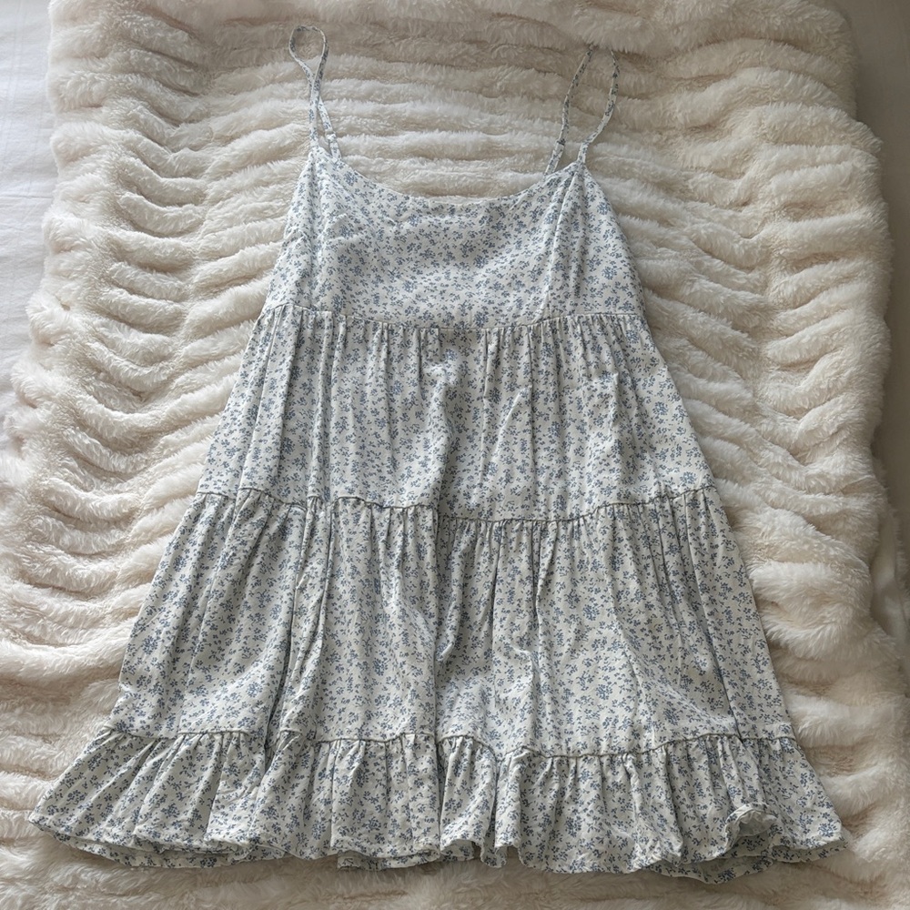 Brandy Melville Blue Floral and Cream Dress
